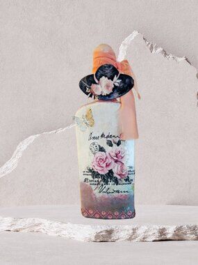 Pink Rose Decorative Bottle - Cottage Style Shelf Decor